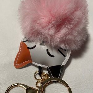 Cute Cat purse charm with Pink Pom Pom